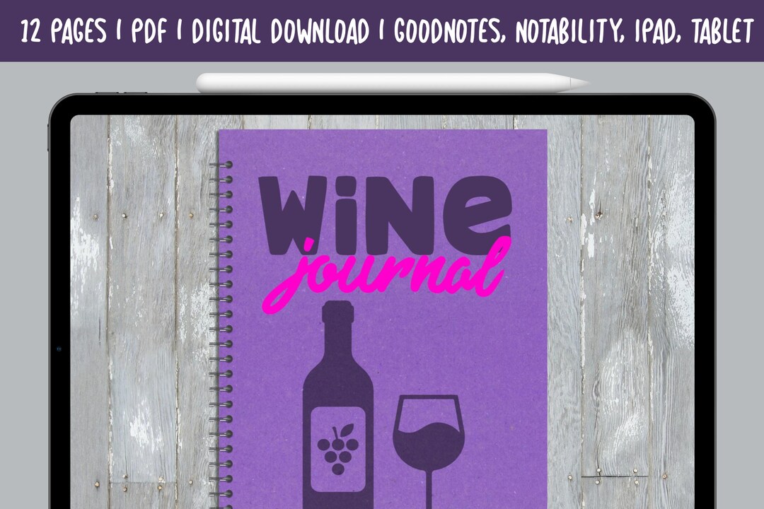 Digital Wine Journal for Goodnotes Notability iPad Tablet Etsy