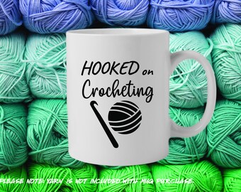 Hooked on Crocheting mug for crocheters and crafters