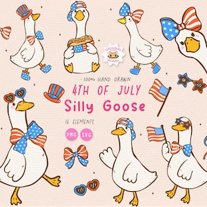 Giocoso 4 luglio Silly Goose svg America Goose Patriottico Giorno dell'Indipendenza Silly Goose in libertà png file di design alla moda Set di sublimazione