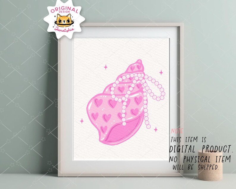 Pearl Bow Seashell Summer Clipart: Retro Coquette Coastal Hand Drawn ...