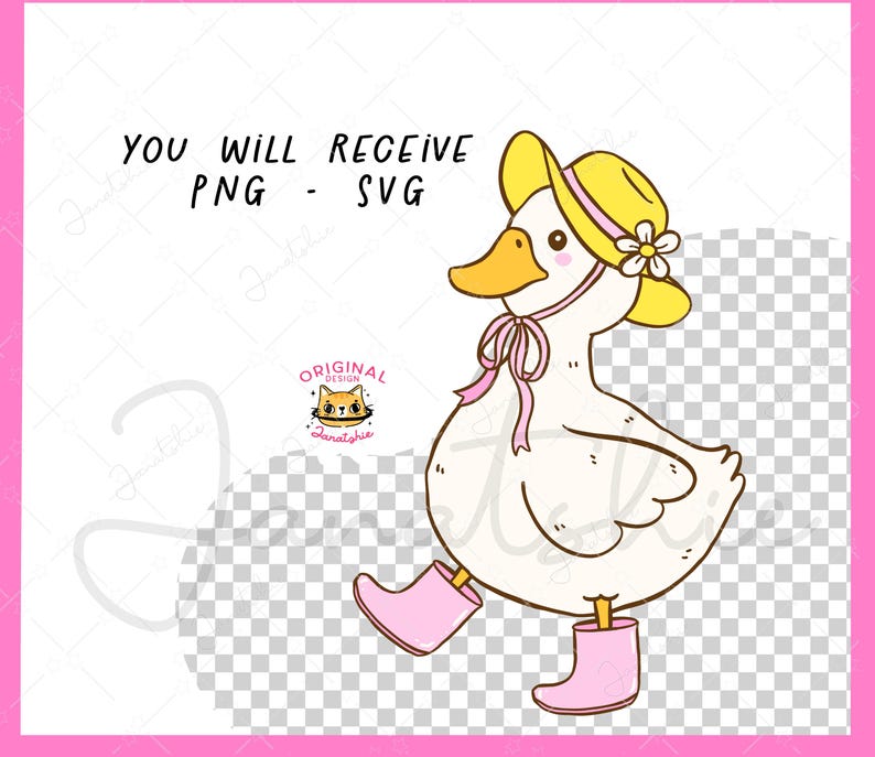 Rain Spring Cottagecore png Cute White Duck with bow svg Vintage Coquette White Call duck Whimsical Playful Doodle Hand Drawing Outline Set