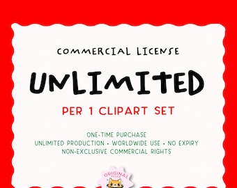 Unlimited Commercial License for 1 Clipart listing, one time purchase license