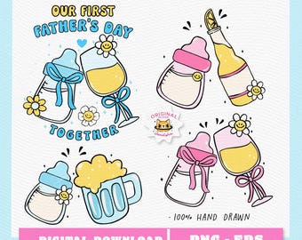 First Father's Day PNG: Beer Milk Bottle Clipart (digital