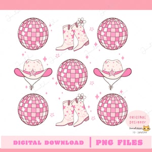Disco Cowgirl png, Disco Ball Cowboyhut, Groovy Cowgirl Stiefel png Shirt Retro Groovy Cowgirl Fashion Design Digital Download