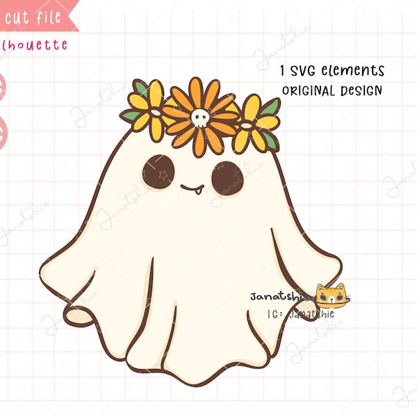 Ghost With Flower Crown - Etsy