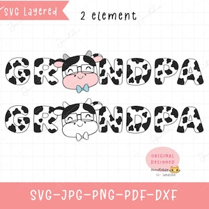 Vaca abuelo vaquero vaca impresión granja animal clipart abuelo regalo de cumpleaños SVG
