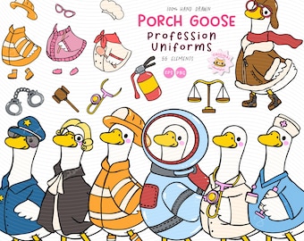Porch Goose Profession Uniformes | Tenues d'oie à imprimer pour décoration de salle de classe | Activité avec diagramme de comportement Ressources pour l'enseignant