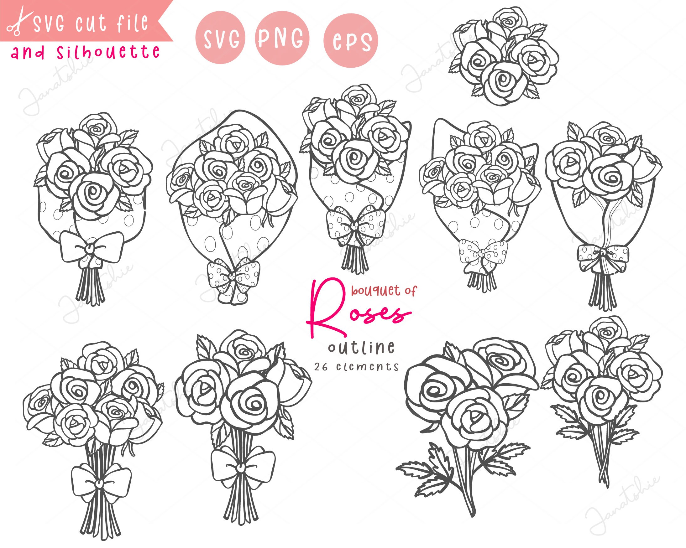 Retro Rose Outline Png Digital Stamp Rose Outlije Clip Art, Roses ...