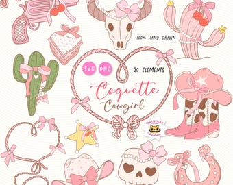 Coquette Cowgirl Clipart: Western Soft Girl PNG (Digital Download)