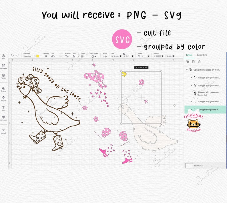 Girlie Western Silly Goose SVG, Cowboy Goose Meme PNG, Funny Goose Shirt SVG, Silly Goose On The Loose Cricut File
