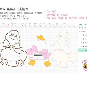 Rain Spring Cottagecore png Cute White Duck with bow svg Vintage Coquette White Call duck Whimsical Playful Doodle Hand Drawing Outline Set