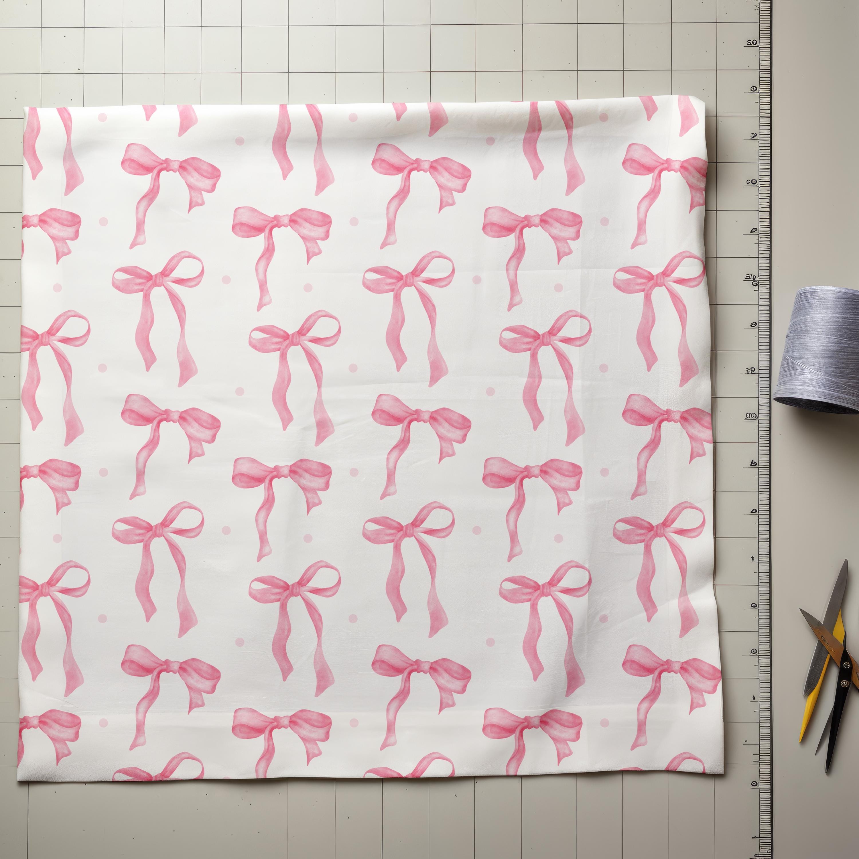 Coquette Pink Ribbon Bow Watercolor Pattern: Seamless Preppy Digital ...