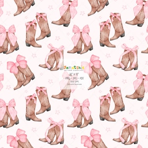 Coquette Cowgirl Boots Watercolor Pattern: Girly Western Digital Paper (Seamless Repeat, 10&quot;x10&quot;)