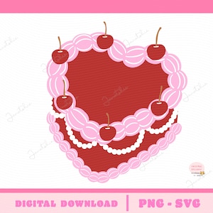 Bolo de coração vintage png, bolo retrô png, bolo coquete clipart, bolo de casamento, bolo de aniversário para decoração de arte de parede, impressão de camisa ou adesivo