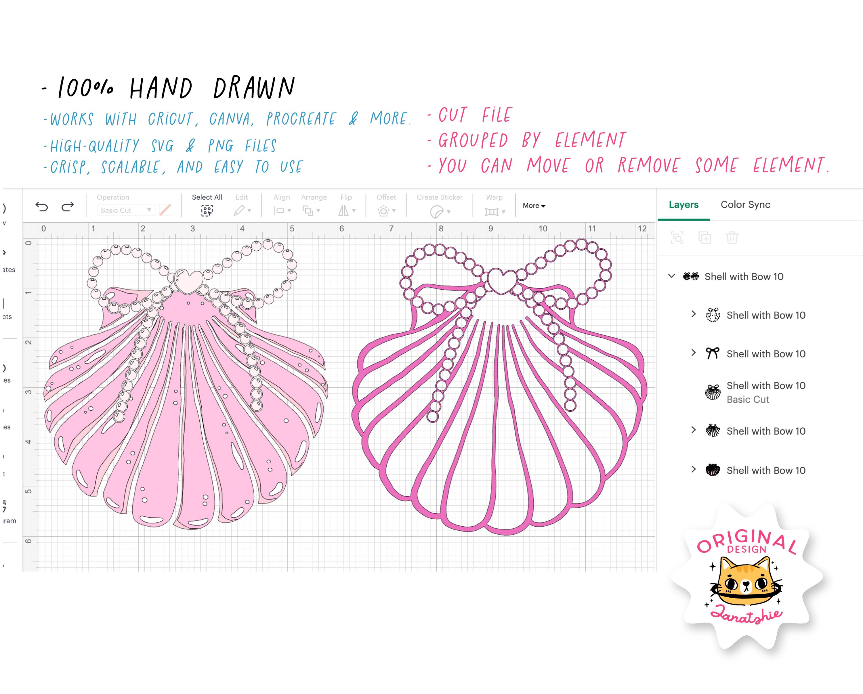 Pearl Bow Seashell Summer Clipart: Retro Coquette Coastal Hand Drawn ...