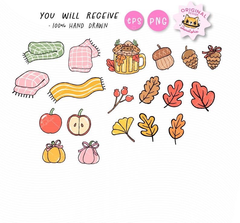 Fall Bookish PNG,  Autumn Reading Clipart, Fall Reading png, Autumn Bookish, Whimsical Cozy Reading Aesthetic Hand Drawn Cartoon Clipart Set.  Get cozy with this Fall Bookish PNG Clipart Set, a warm and whimsical collection of autumn reading-themed illustrations perfect for all your seasonal projects. Featuring books, fall leaves, cozy sweaters, hot drinks, candles, pumpkins, Cat and more, these hand-drawn doodles capture the heart of a book lover’s favorite season.