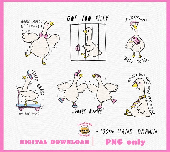 Silly Goose Meme PNG Set: Funny Goose Stickers, Sublimation Designs (Digital Download)