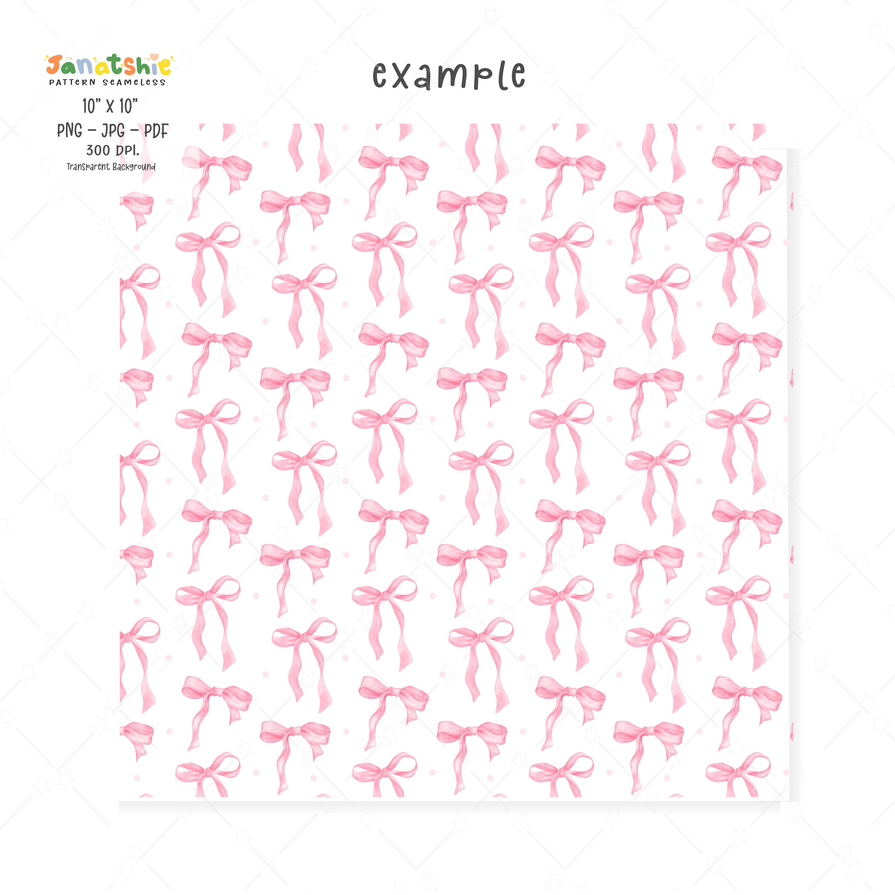 Coquette Pink Ribbon Bow Watercolor Pattern: Seamless Preppy Digital ...