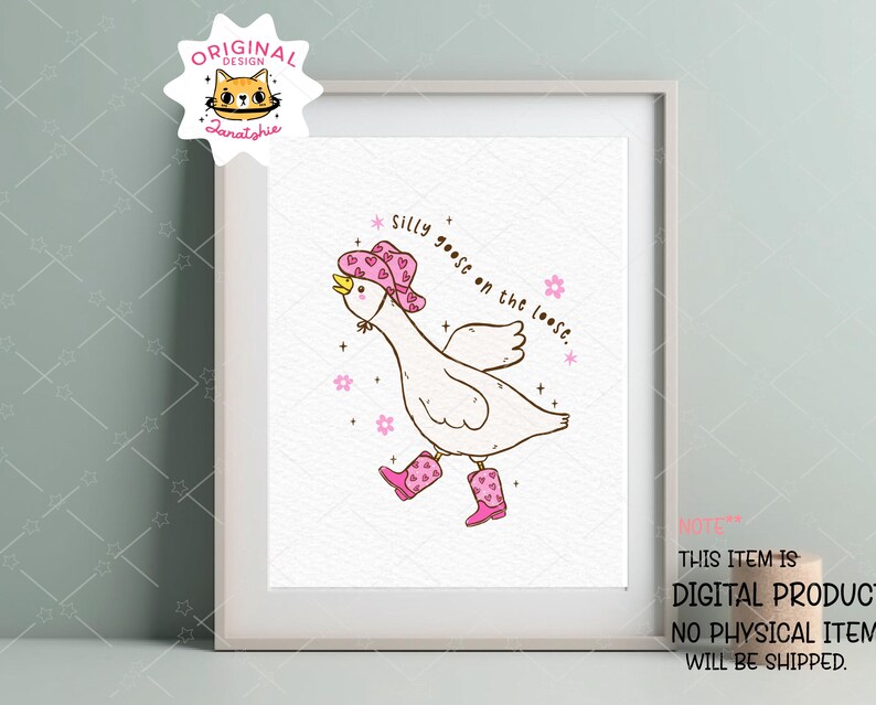 Girlie Western Silly Goose SVG, Cowboy Goose Meme PNG, Funny Goose Shirt SVG, Silly Goose On The Loose Cricut File