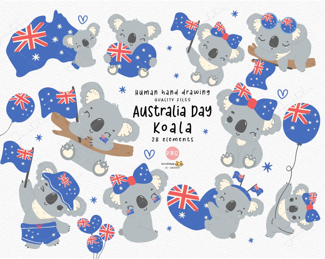 Australia Day Baby Koala Clipart Aussie Koala PNG Transparent Set for ...