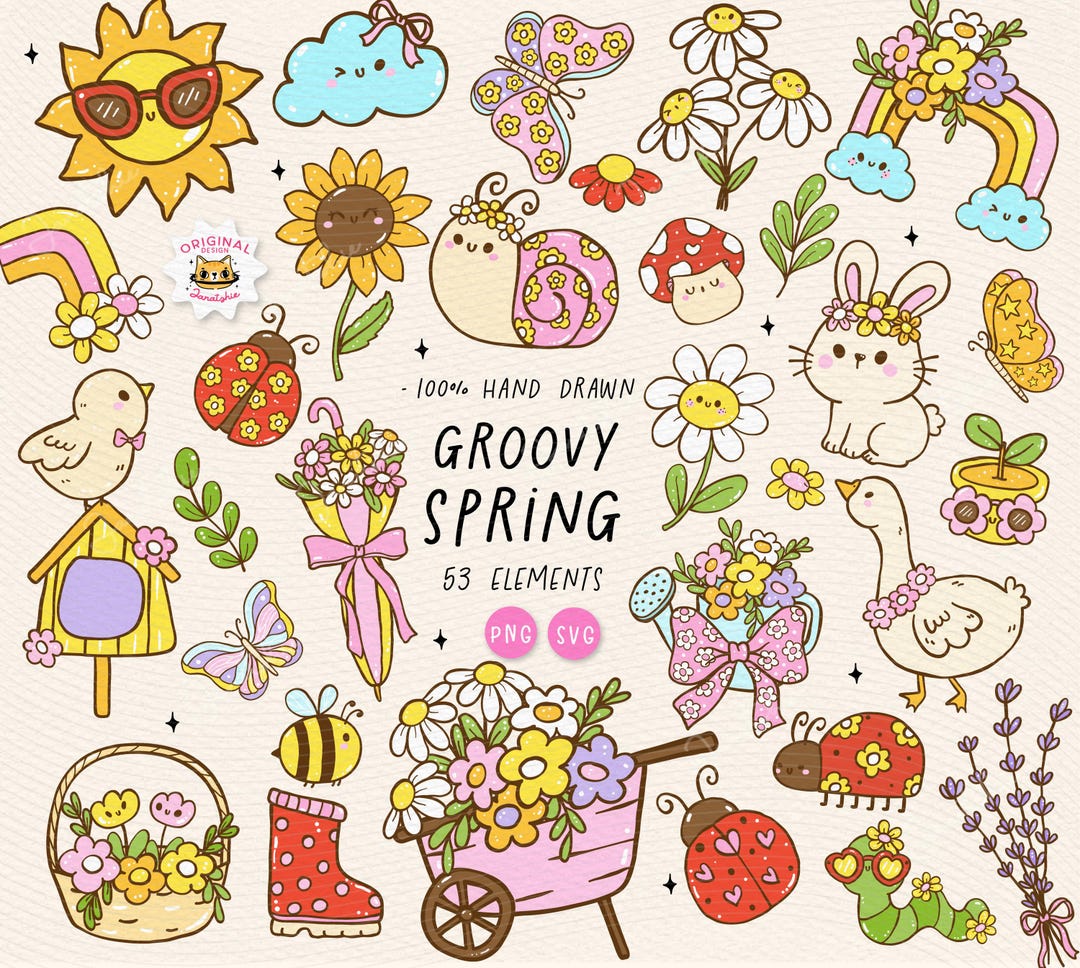 Cute Spring Vibes Png Whimsy Spring Svg Groovy Retro Spring Svg ...