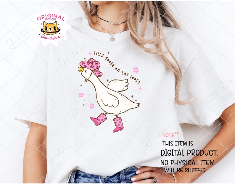 Girlie Western Silly Goose SVG, Cowboy Goose Meme PNG, Funny Goose Shirt SVG, Silly Goose On The Loose Cricut File