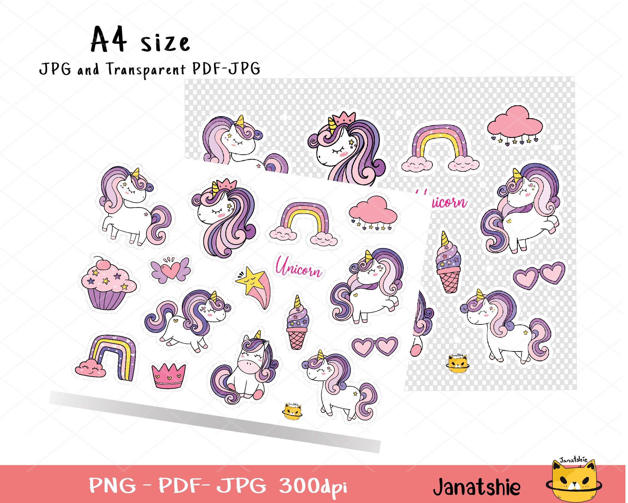 Magical Unicorn Sticker Printable PNG, Printable Sticker Digital ...