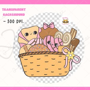 Cute Mexican Pan Dulce Clipart Groovy Retro Concha Clipart Girly Conchas PNG Mexican Bread PNG Bundle doodle hand drawing digital sticker