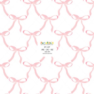 Noeud de ruban rose preppy mignon motif coquette - Fond de papier numérique répétable pour impression - PNG, JPG, PDF