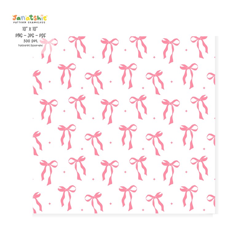 Pink Ribbon Bow Seamless Pattern: Coquette Preppy Digital Paper (PNG ...