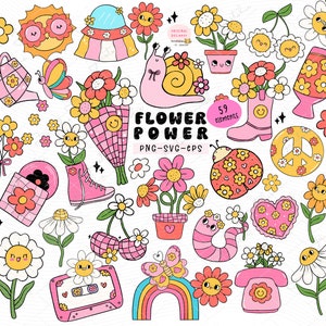 Groovy Spring Retro Flower Power SVG hippie lente clipart png bloem karakter Y2K png levendige bloem sublimatie vintage madeliefje shirt