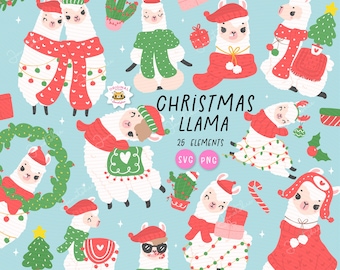 Mexican Christmas Llama Clipart | Festive PNG SVG