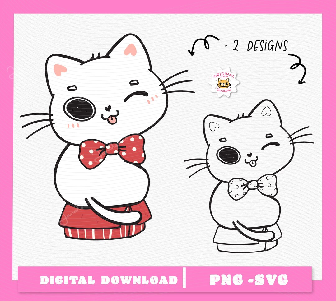 Gato navideño kawaii SVG / Caja de regalo de cumpleaños PNG (Descarga  digital) - Etsy México, image size:1080x968