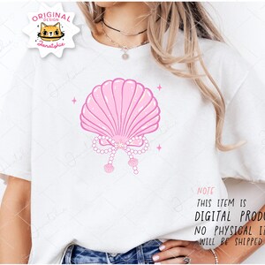 Pearl Bow Seashell Summer Clipart: Retro Coquette Coastal Hand Drawn ...