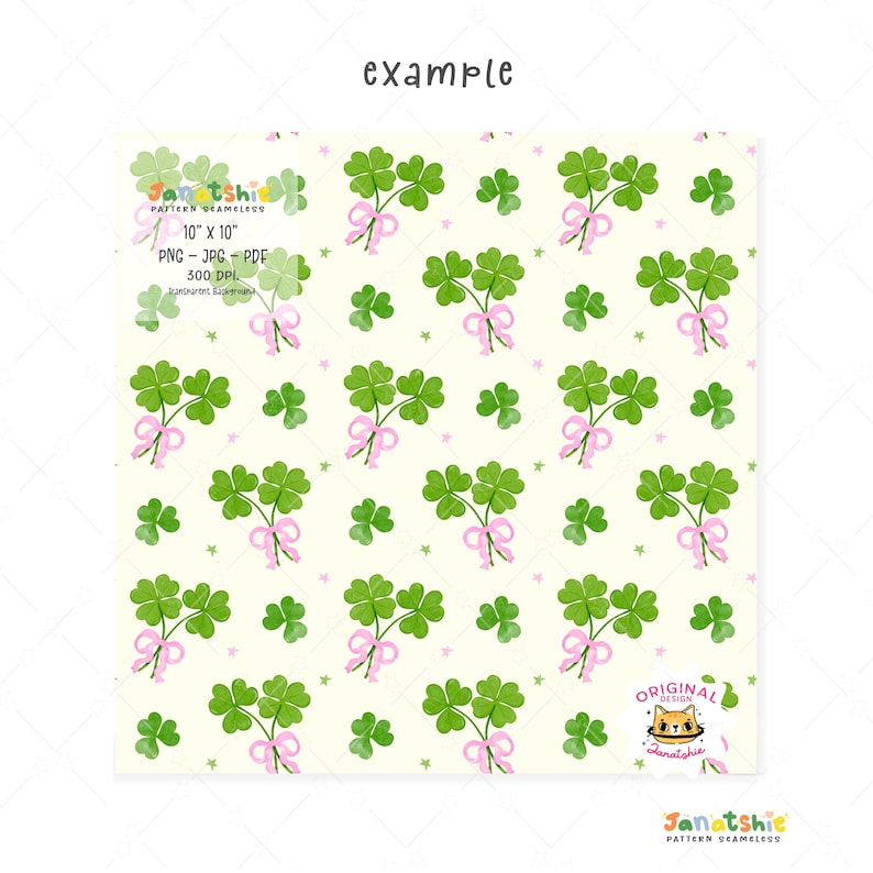Retro Coquette St Patrick Seamless Pattern, Girly Irish Lucky Clover with bow Watercolor, Shamrock trendy patterns Digital Wallpaper