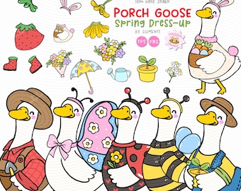Ensemble de cliparts Porch Goose : Dress Up Spring Uniform : ressource pour l'enseignant sur la décoration de la salle de classe (téléchargement numérique)
