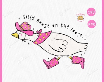 Silly Goose Cowboy PNG SVG: Funny Western Meme Cut File (Digital Download)