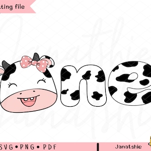 Joli bébé vache fille 1er anniversaire SVG, premier anniversaire vache Clipart, conception de T-Shirt animaux de la ferme