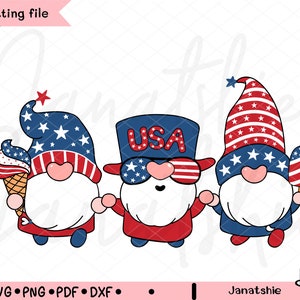 Clipart de Gnomos Patrióticos / 4 de julio Día de la Independencia / Descarga Digital / svg png