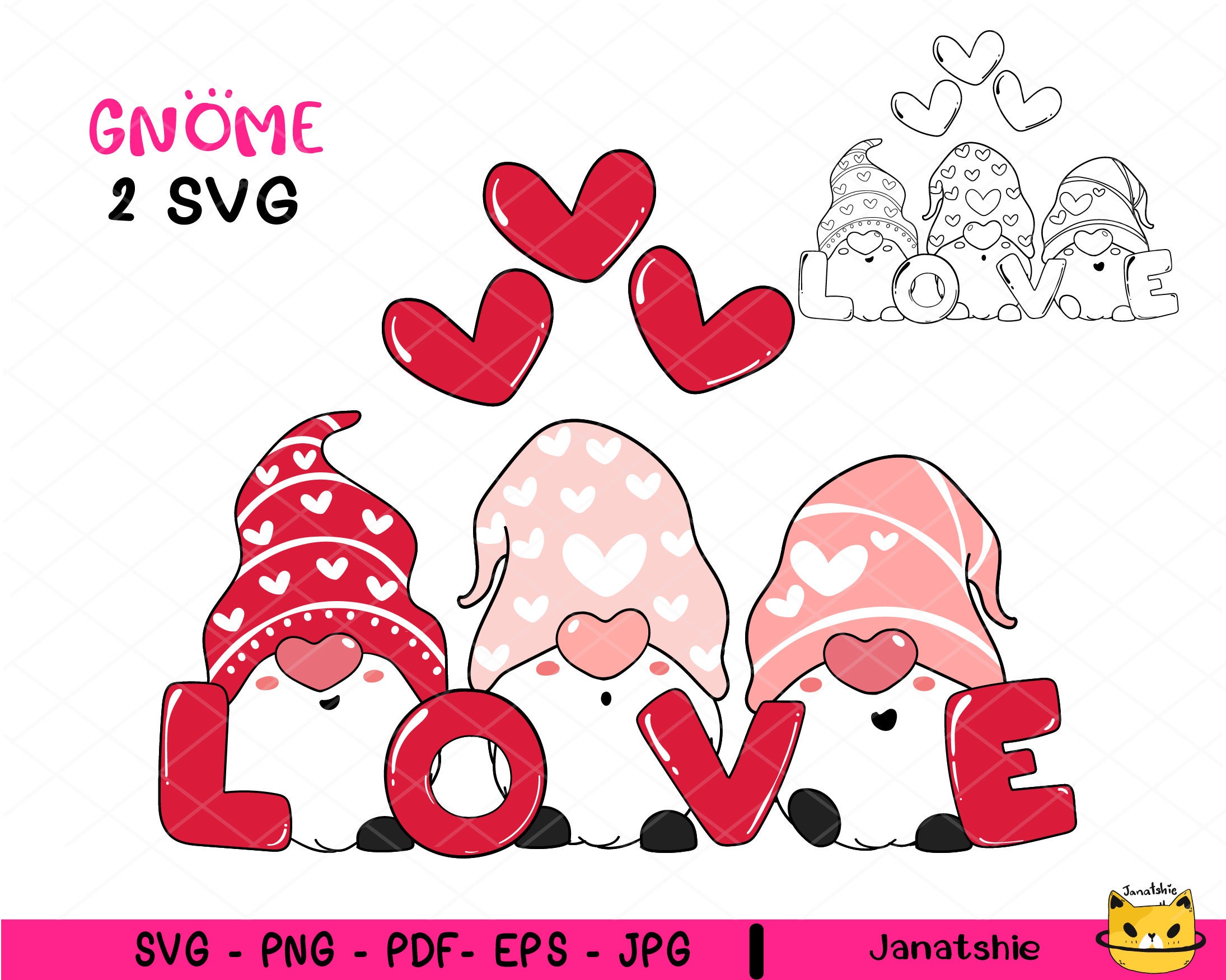 Download Cute Three Gnome clip art Valentine Gnome SVG Gnome ...