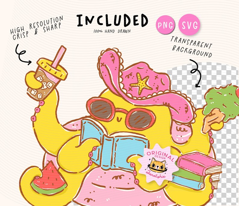 Retro Beach Reading PNG, Bookish Summer SVG, Animals Read Book Clipart ...