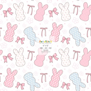 Kokette Osterhase Peep Muster Nahtloses, girly Vintages Ostermuster digitales Papier, weicher Mädchen Retro Hintergrund für Stoffsublimation