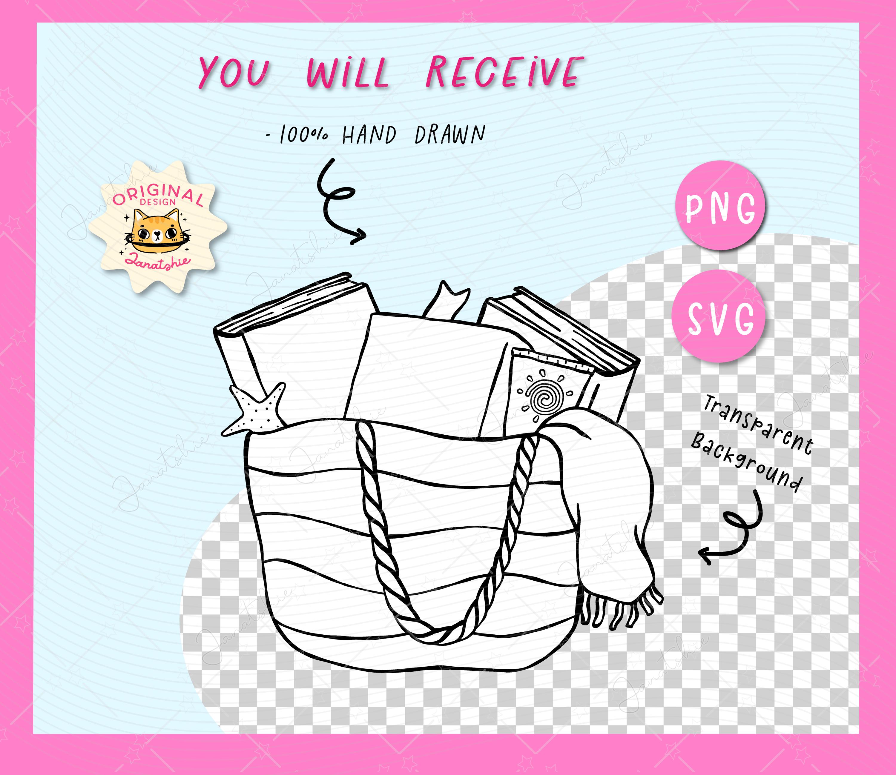 Summer Bookish Clipart: Coastal Beach Reading Doodles (SVG PNG Digital ...