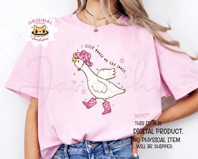 Girlie Western Silly Goose SVG, Cowboy Goose Meme PNG, Funny Goose Shirt SVG, Silly Goose On The Loose Cricut File