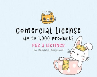 for 3 listings Extended Commercial  License Use Up To 1,000 Products