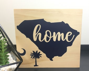 SC Logo SC Wood Sign South Carolina Wood Pallet Sign Wood Sign Palm Tree South Carolina State Outline Rustic Moon Palmetto