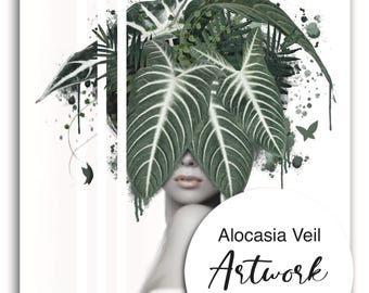 Alocasia Art Print, Botanical Feminine Artwork.