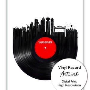 Vinyl Records Vancouver Artwork, French skyline, Canadian Music Wall Art, DJ Design