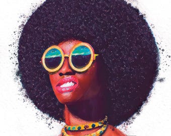 Afro Girl Artwork, Fashion Black Woman Print