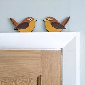 Handmade Wooden Wren Door Toppers - Home Decor Gift for Bird Lovers